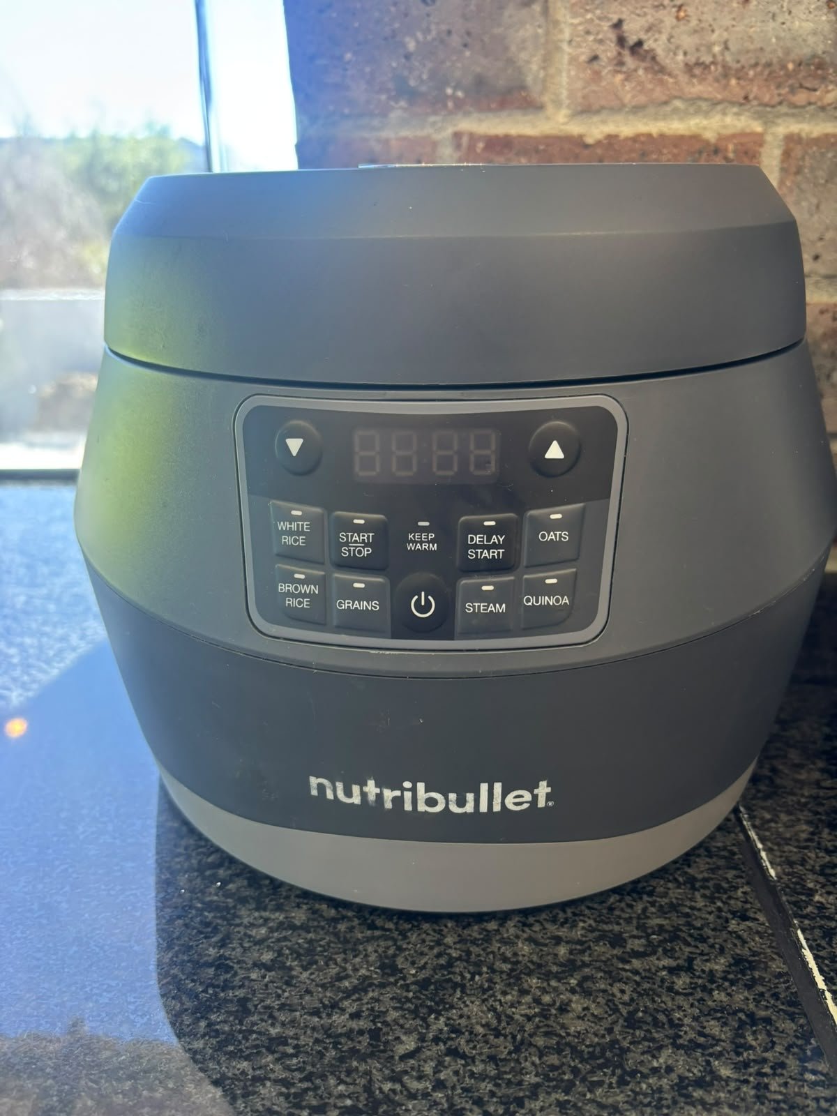 My Nutribullet rice cooker on the kitchen counter