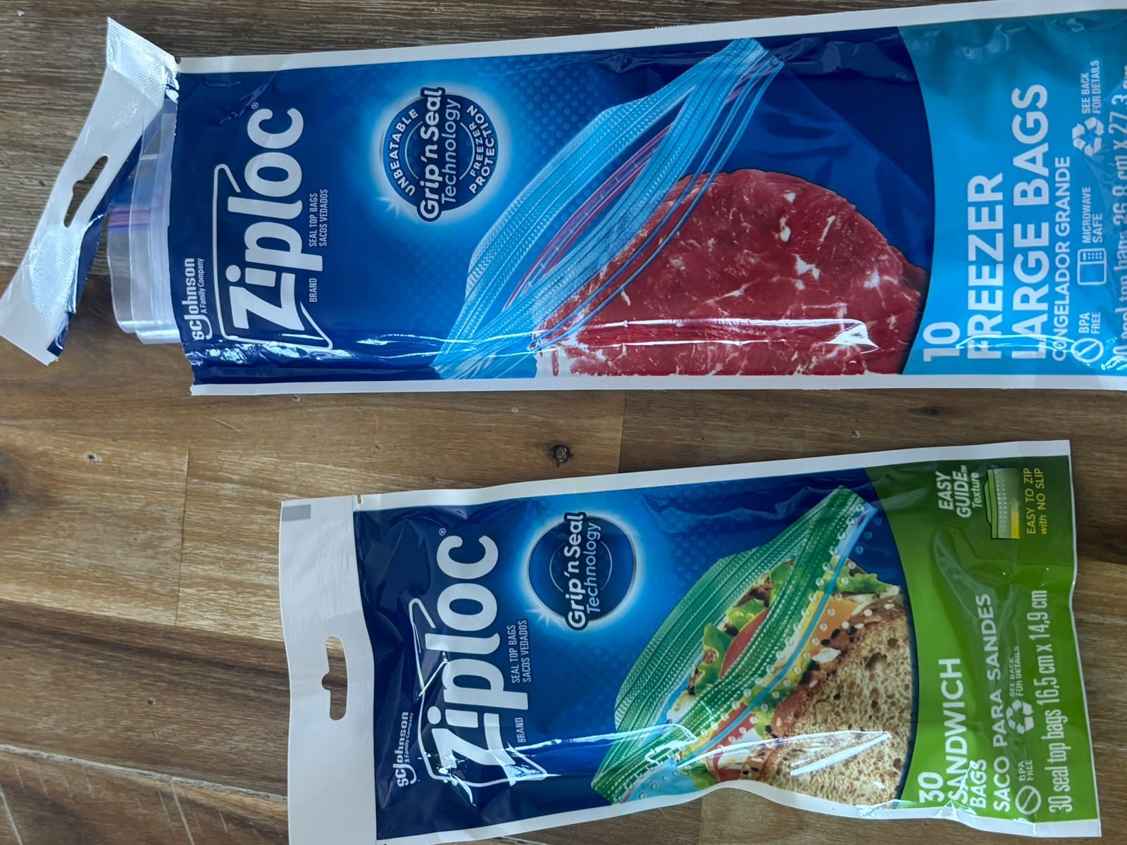 Ziploc freezer bags and sandwich bags that I use for meal prep