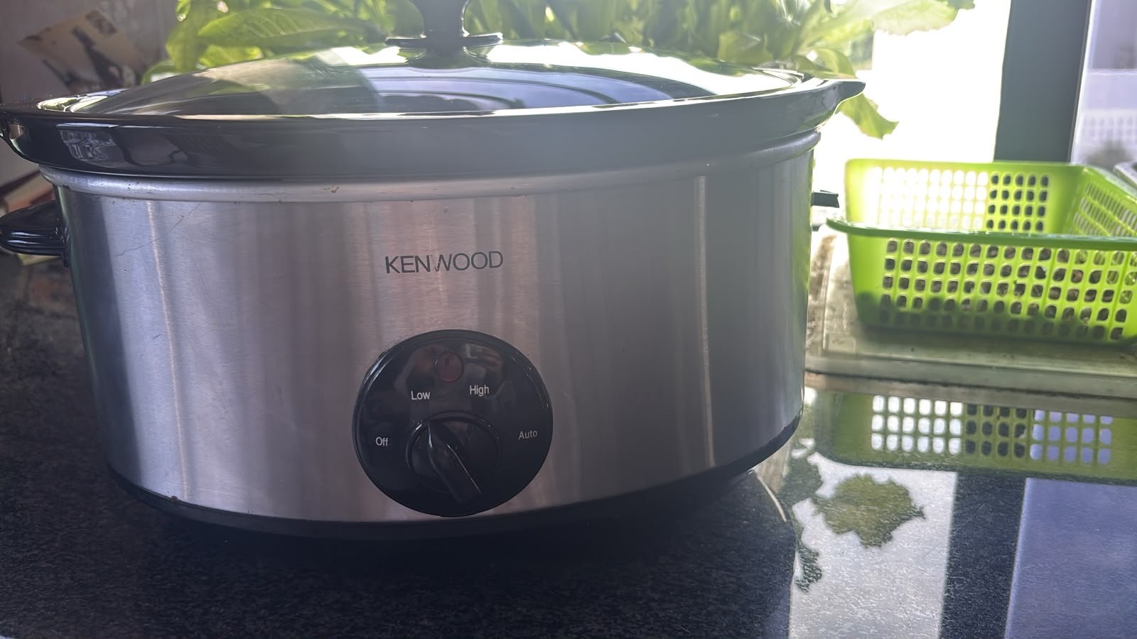My well-used Kenwood slow cooker on the kitchen counter